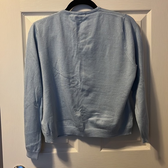 Women’s Light Cardigan Sweater Buttoned Light Blue FMX Knits Warm Office Wear - Picture 2 of 5